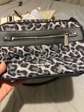 Michael Kors Leopard Print Crossbody Bag in Black and Gray